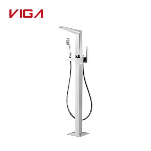 Chrome Plated Square Freestanding Tub Faucet