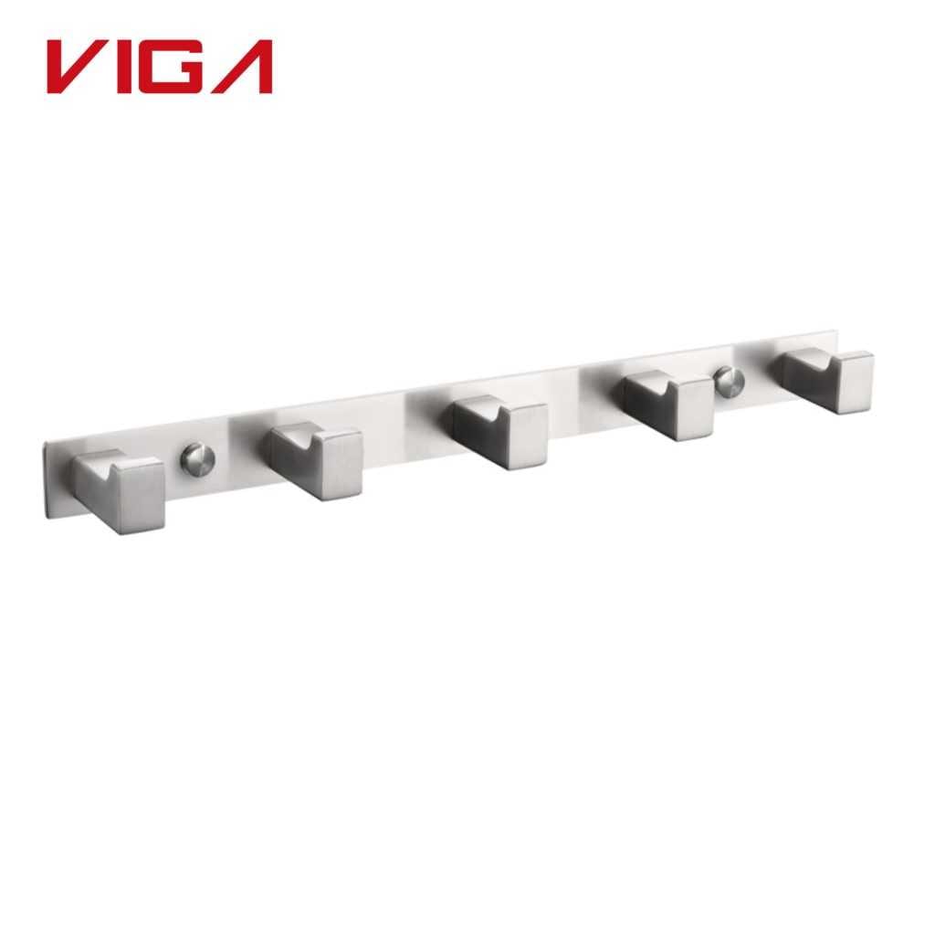 Stainless Steel Wall Mounted 5 robe hooks, Easy Installation