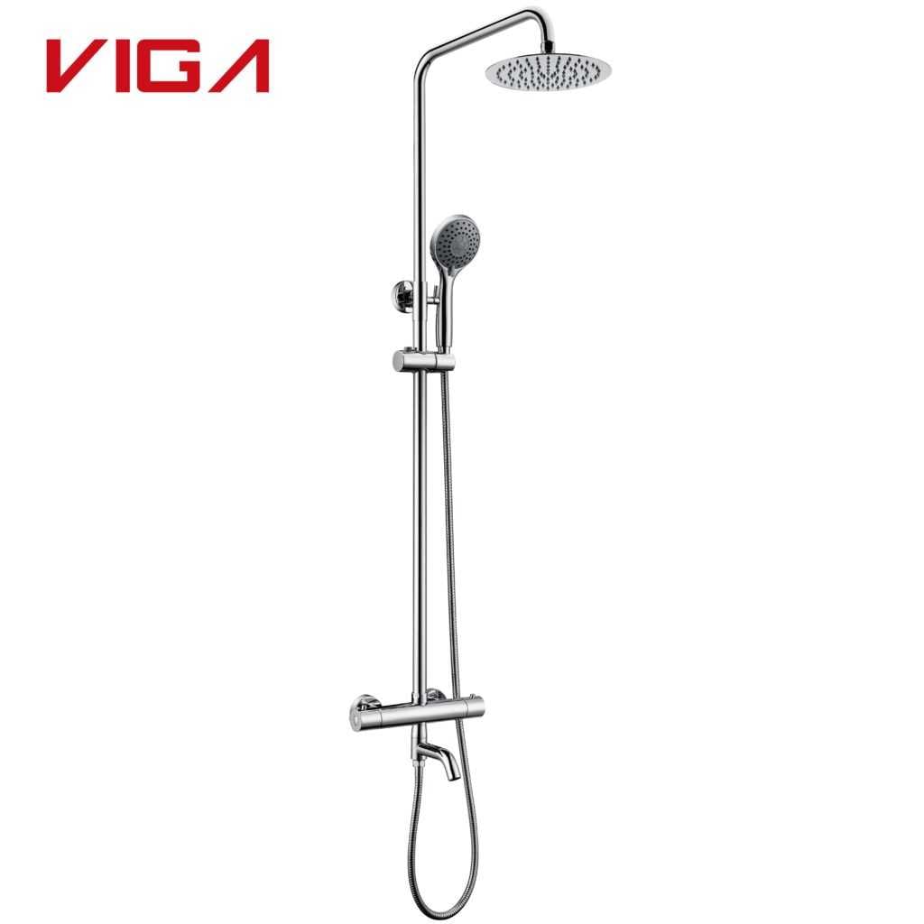 Classic Design Thermostatic Shower Column Set With Swivel Spout In Chrome