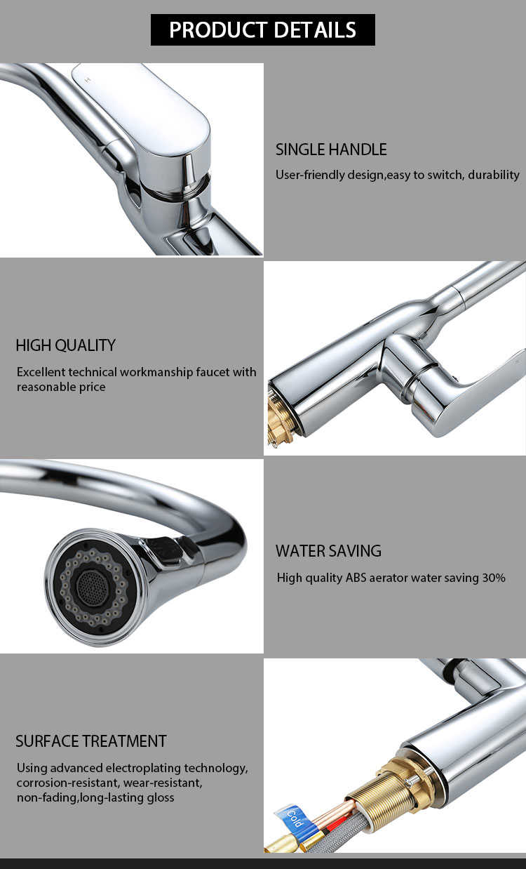 Kitchen Mixer, Kitchen Water Tap, Pull-down Kitchen Sink Faucet, VIGA Faucet - Pull Down Kitchen Faucet - 7