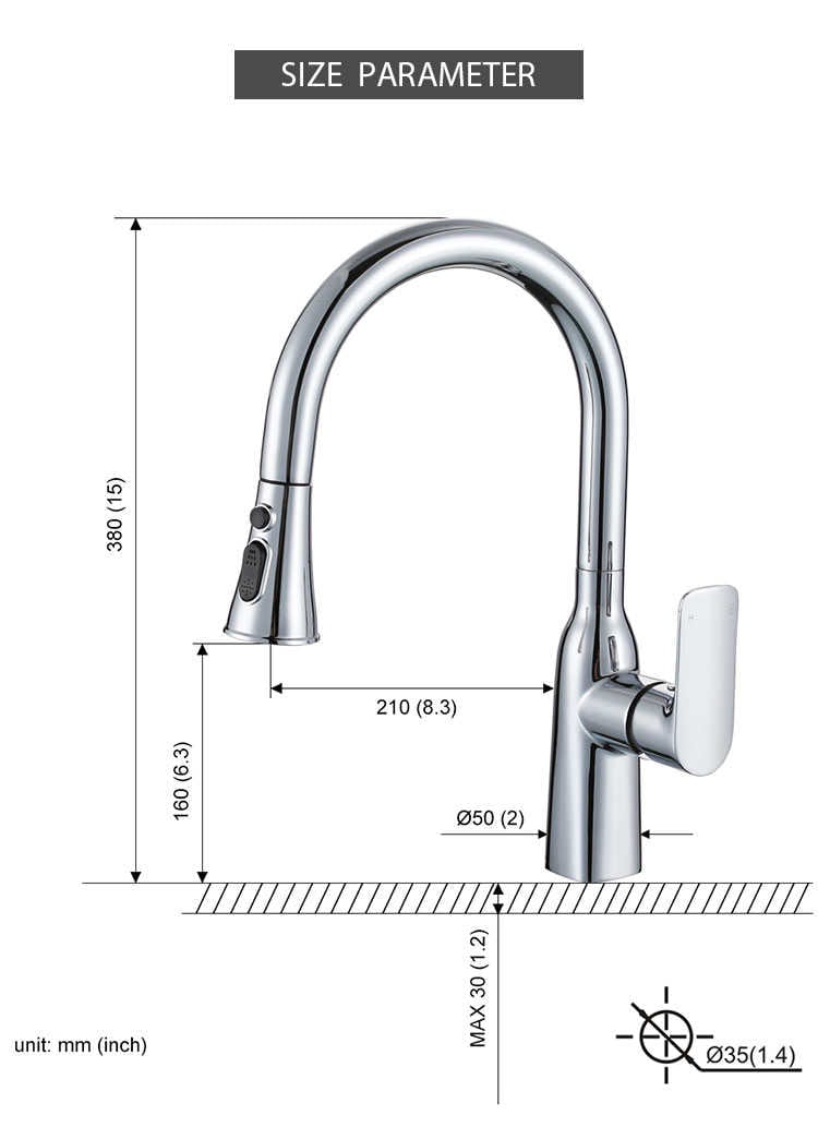 Kitchen Mixer, Kitchen Water Tap, Pull-down Kitchen Sink Faucet, VIGA Faucet - Pull Down Kitchen Faucet - 9