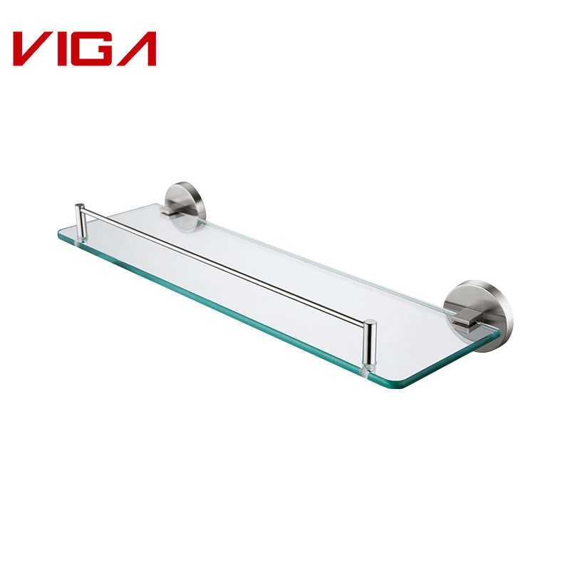 Shower tempered glass bathroom single layer wall-mounted glass shelf