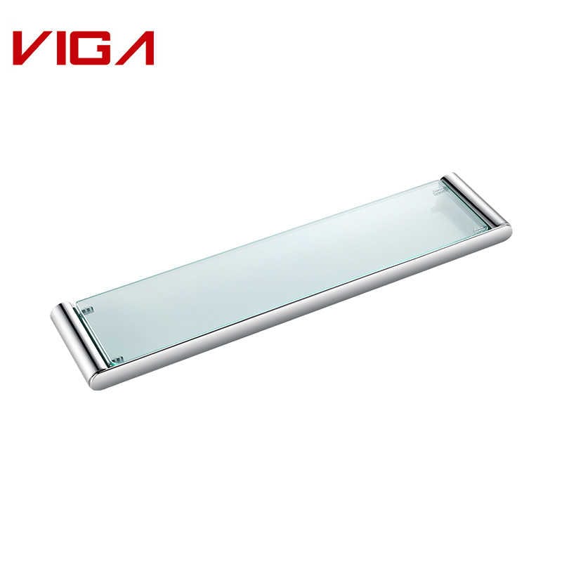 VIGA FAUCET, Paslanmaz çelik 304 Single Layer Glass Shelf, Krom kaplama