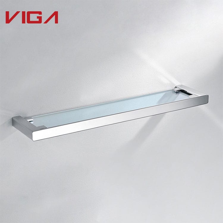 VIGA FAUCET, Single Layer Glass Shelf Holder, Brass, 鍍鉻