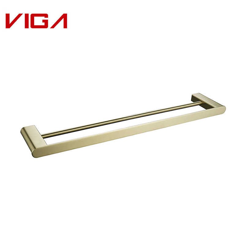 VIGA Stainless Steel 304 Brushed Gold Double Towel Bar