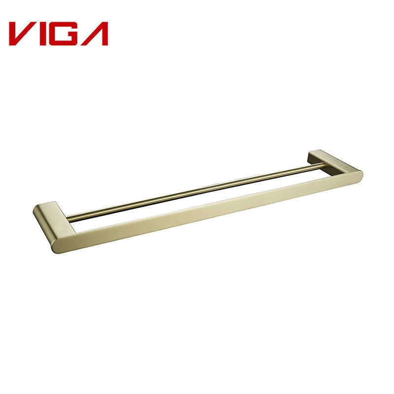 VIGA nerjaveče jeklo 304 Brushed Gold Double Towel Bar