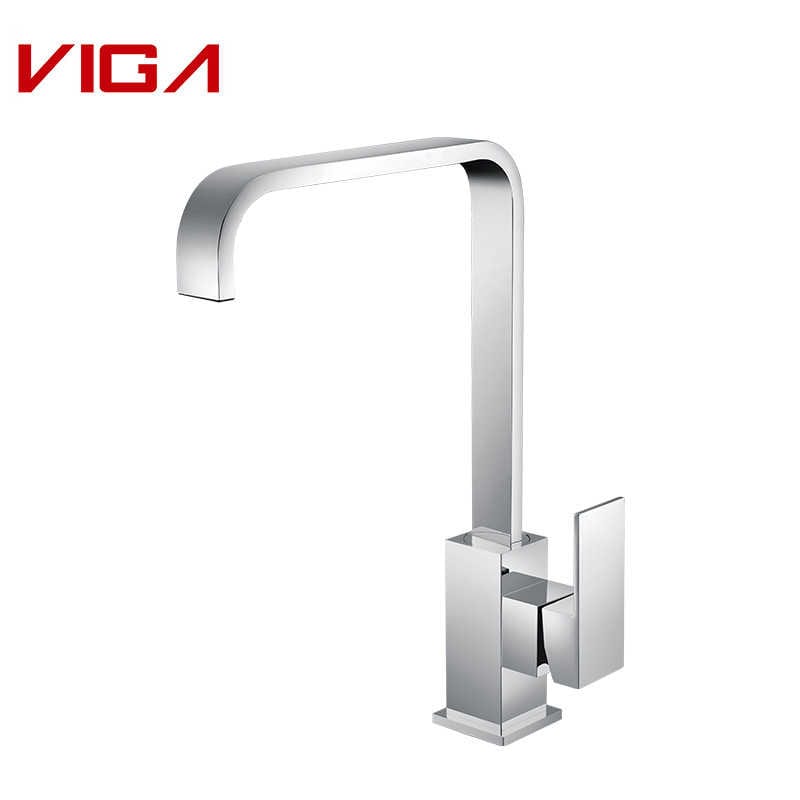 VIGA Faucet, Kitchen Mixer, Kitchen Water Tap, Pull-out Kitchen Sink Faucet, Latão, Cromado