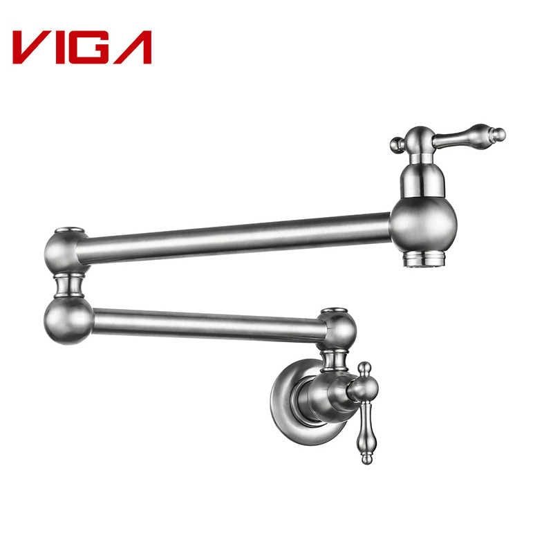 VIGA FAUCET, Hot And Cold Pot Filler Faucet, Te mau mana'o tauturu no te haapiiraa, Brass, Chrome Plated