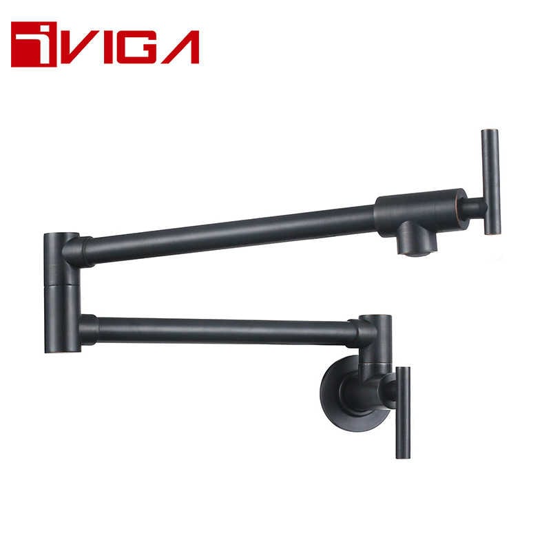 VIGA FAUCET Grifo de llenado de olla fría y caliente, Black Kitchen Mixer