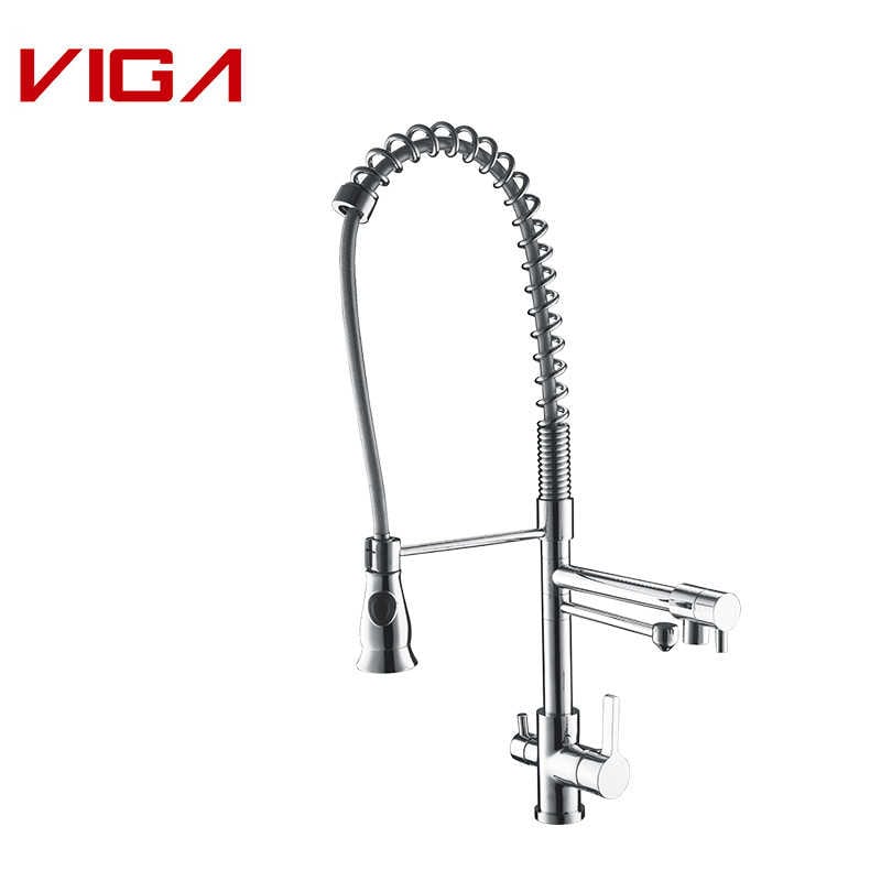 VIGA FAUCET Kitchen Mixer with Filter, Brass, Chrome Plated