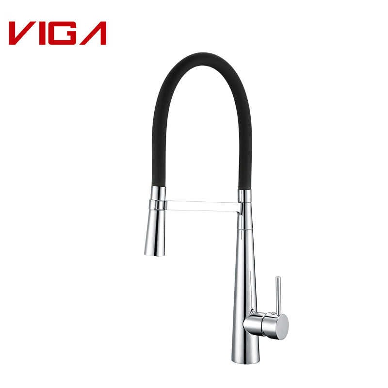 خلاط مطبخ, صنبور مياه المطبخ, Pull-out Kitchen Sink Faucet, نحاس, الأسود والكروم