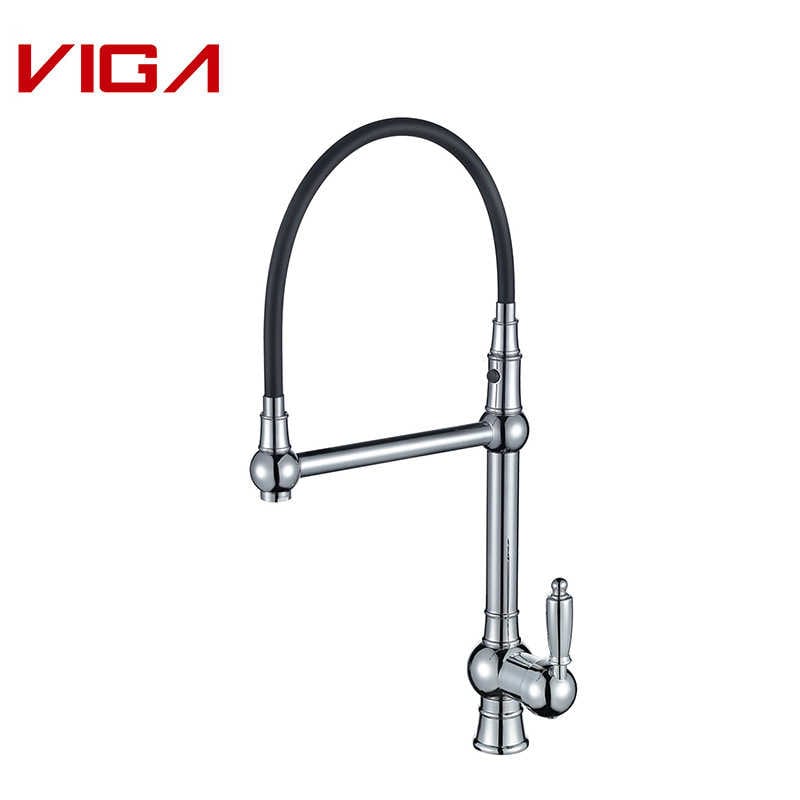 Kitchen Mixer, Kitchen Sink Faucet, Pull-down Brass Kichen Faucet with Magnetic Silicon HoseFlexible Tap, Chrome Plated
