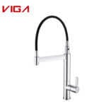 VIGA FAUCET, Kitchen Mixer, Kitchen Water Tap, Kitchen Faucet with Black Silicone Hose, Brass, Black and Chrome