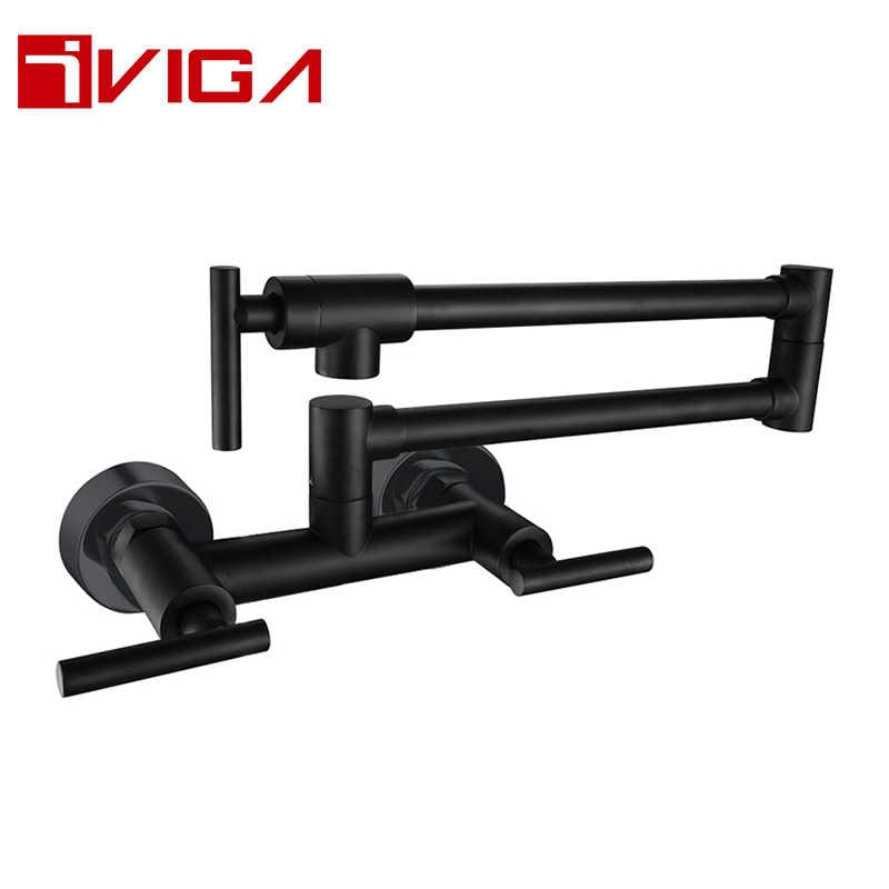 VIGA FAUCET Grifo de llenado de olla fría y caliente, Black Kitchen Mixer