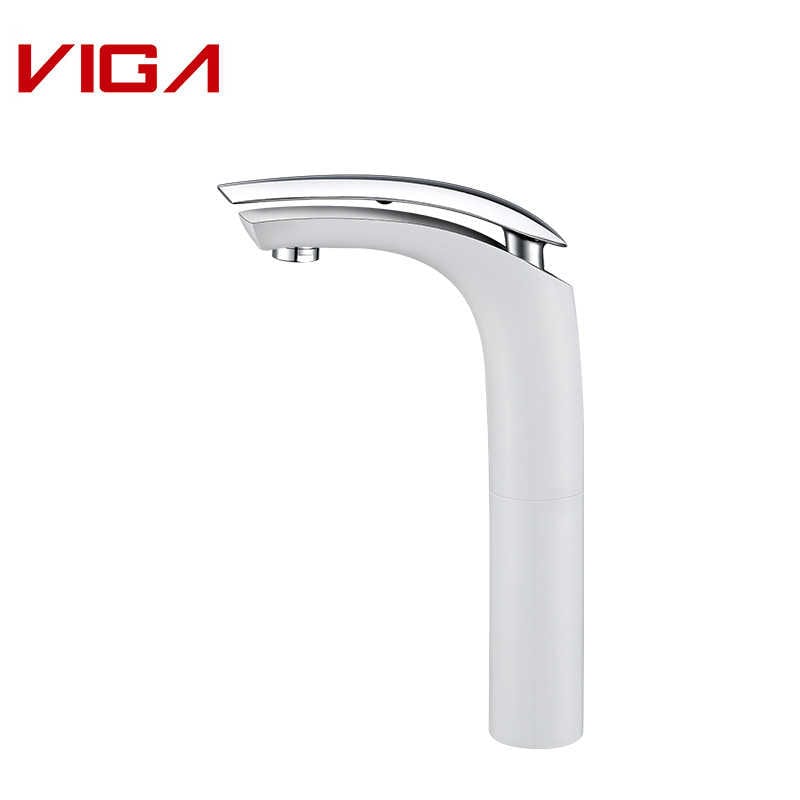 VIGA FAUCET, Single Handle Basin Mixer, Bateria umywalkowa w łazience, Bateria umywalkowa, Mosiądz, Chrom i biel