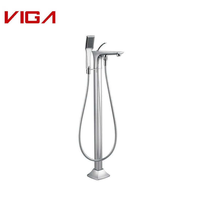 Floor Mounted Bathtub Mixer. Floor Standing Bath Mixer, Brass, Chrome Plated