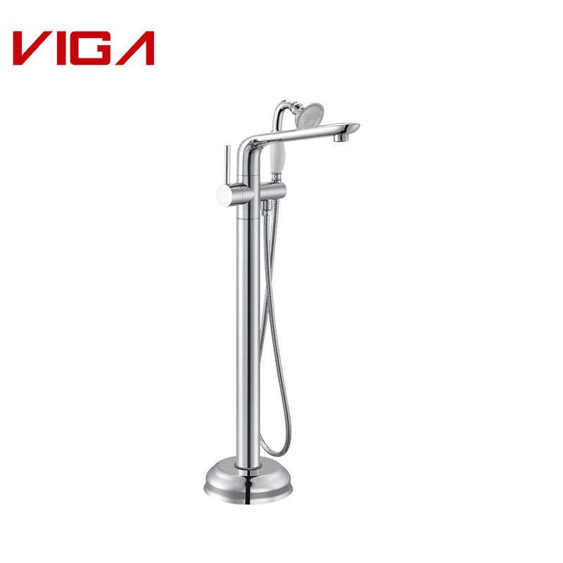 VIGA Faucet, Floor Mounted Bathtub Mixer. Floor Standing Bath Mixer, Brass, Chrome Plated