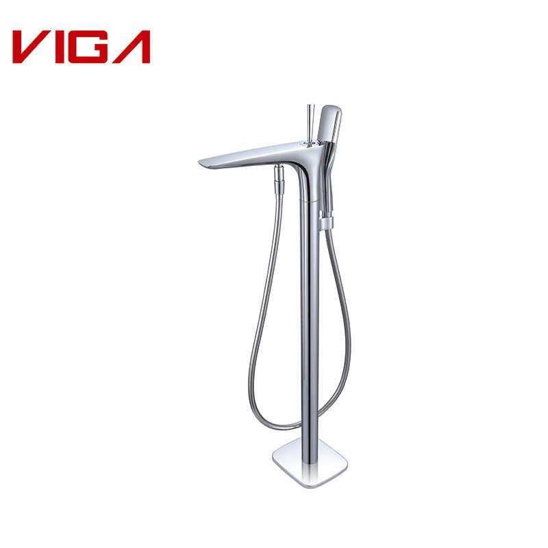 VIGA-kraan, Floor Mounted Bath Mixer, Messing, Chrome Plated