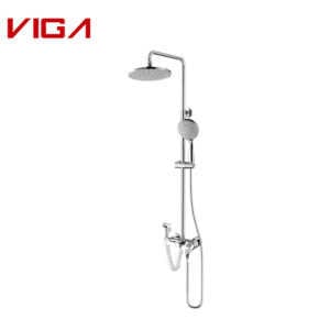 Shower Column Set, Rainfall Shower Set, Brass, Brushed Nickel