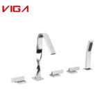 VIGA FAUCET, Deck-mounted 5-hole Bath Mixer, Brass, Chrome Plated
