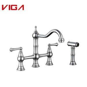 VIGA FAUCET, Kitchen Mixer, Kitchen Tap Vintage with Side Spray, Brass, Chrome Plated