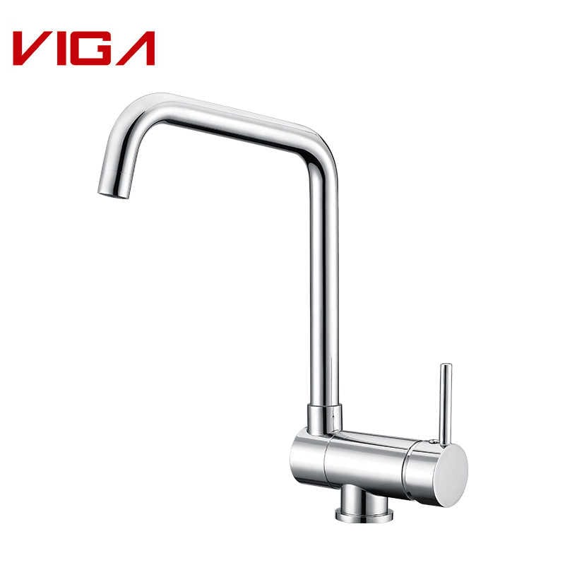 ВИГА Смеситель, Кухонный смеситель, Кухонный водопроводный кран, Kitchen Sink Faucet, Латунь, Хромированный