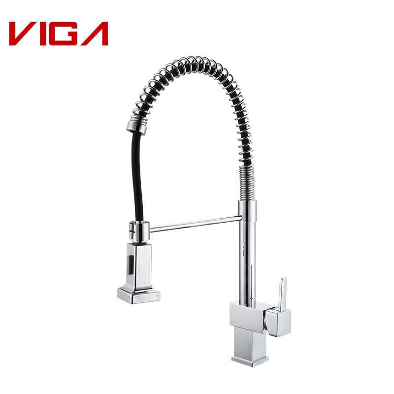 VIGA Faucet, Dapur Adun, Brass Kitchen Faucet with SUS304 Spring Pull-out Hose