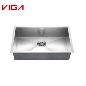 VIGA Factory Stainless Steel SUS#304 Undermount Square Single Kitchen Sink In Brush Nickle