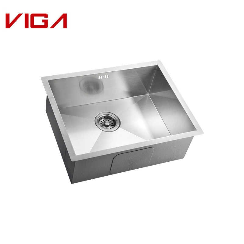 VIGA ծորակ, Stainless Steel SUS#304 Square Single Bowl Brushed Nickle Kitchen Sink