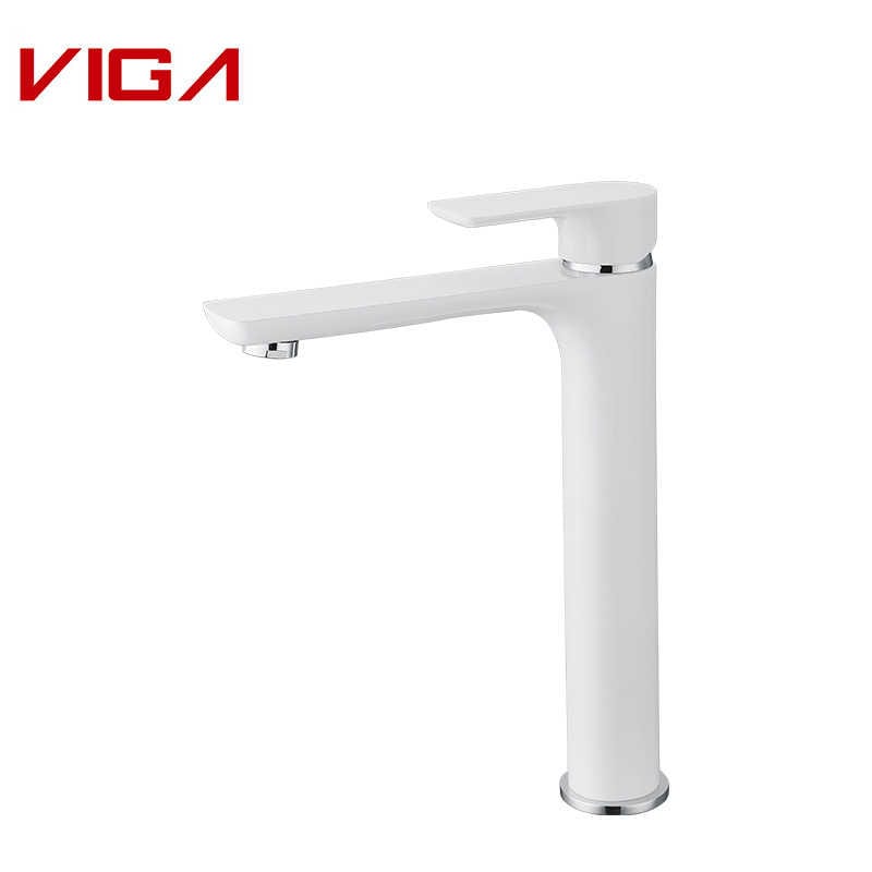 Rubinetto VIGA, Miscelatore da cucina, Kitchen Water Tap, Kitchen Sink Faucet, Ottone, Cromo e bianco