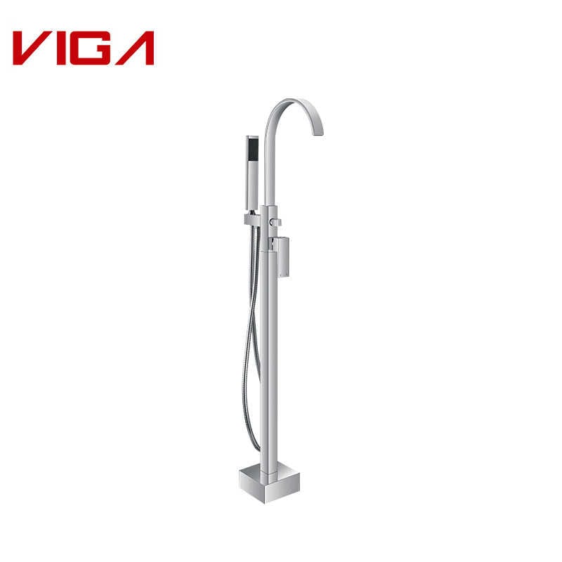 Floor Mounted Bathtub Mixer. Floor Standing Bath Mixer, Letoia, Chrome Plated