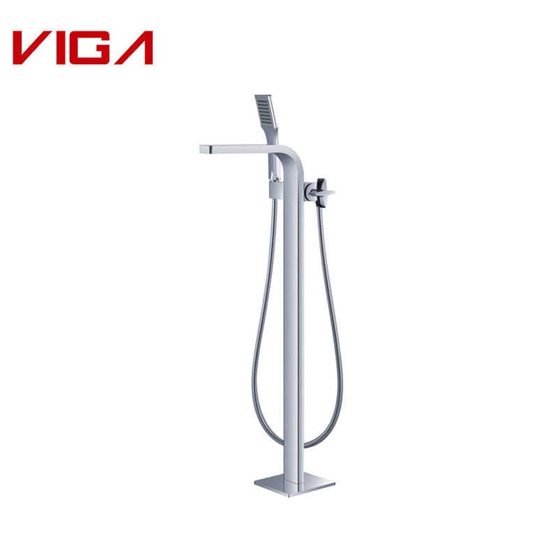 Floor Mounted Bathtub Mixer. Floor Standing Bath Mixer, Messing, Chrome Plated