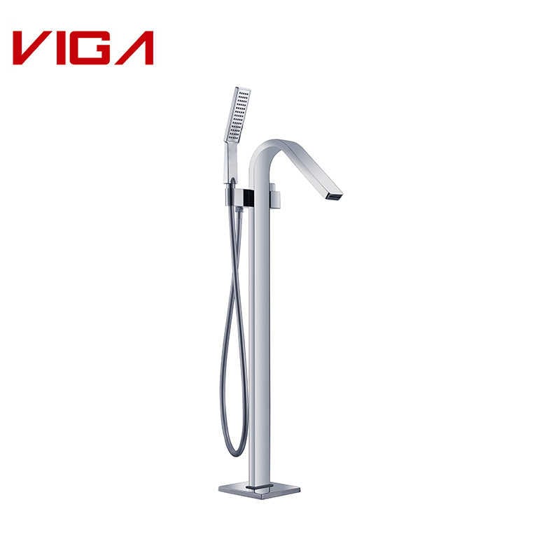 Modern Bathroom Floor Mount Clawfoot Bath Tub Filler Shower Faucet