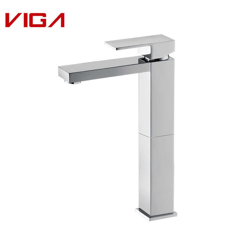 Square Tall Basin Mixer, Keran Tilelep Mandi, Basin Tap, Brass, Chrome Plated