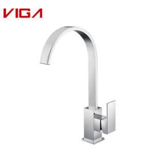 VIGA Modern Square Brass Mixer Tap Chrome Plated Kitchen Sink Faucet