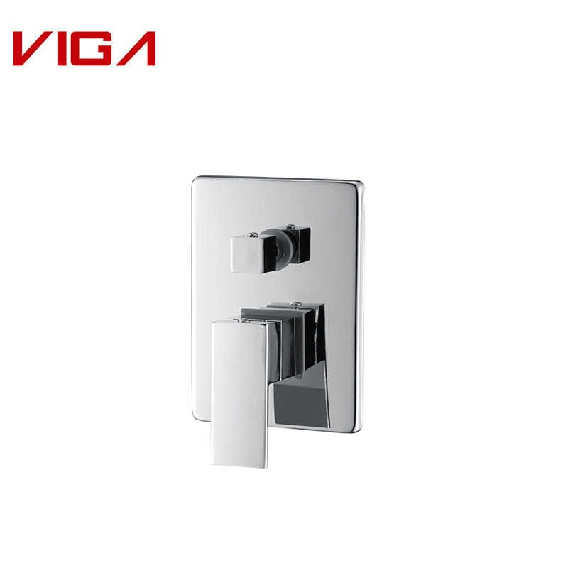 VIGA Concealed Shower Mixer With Diverter, Geelkoper, Verchroomd