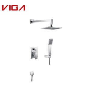Modern Design Brass Chrome Plated Concealed Shower Faucet Mixer Set In Bathroom
