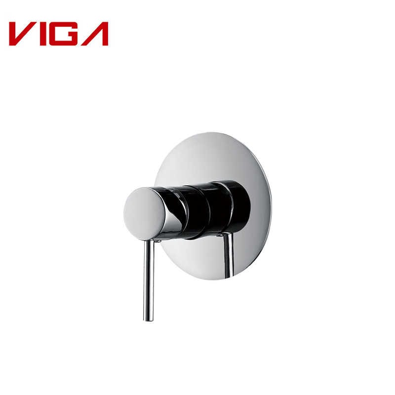 VIGA Concealed Shower Mixer, Single Handle Single Function Brass Round Cover, Chrome Plated