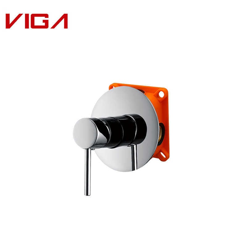 VIGA Embedded Box Shower Mixer, Single Handle Brass Round Cover, 鉻