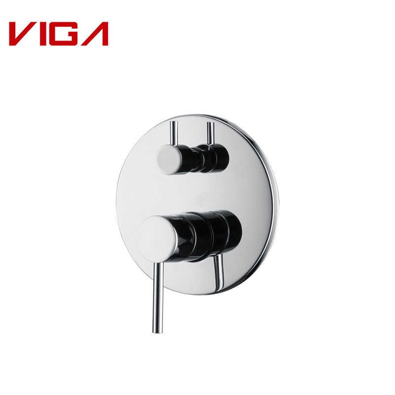 Wall Mounted 2-way Concealed Shower Mixer With Diverter For Bathroom, Chrome Plated