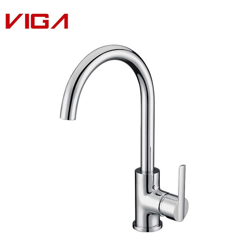 Mikser Kuzhine, Kitchen Water Tap, Kitchen Sink Faucet, Brass, Kromuar