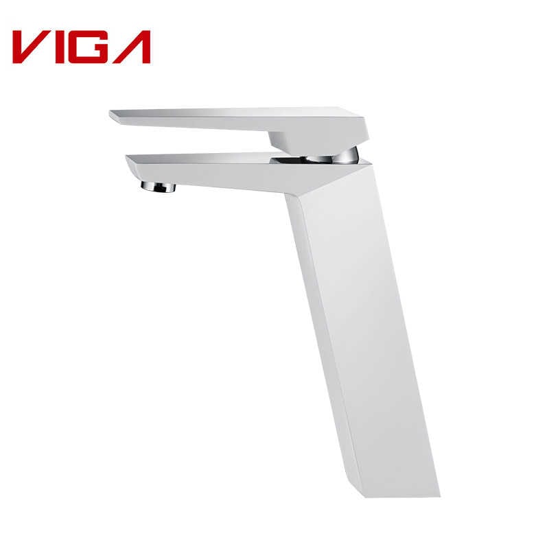 Single Basin Mixer, Bathroom Sink Faucet, Basin Tap, Brass, Chrome and White