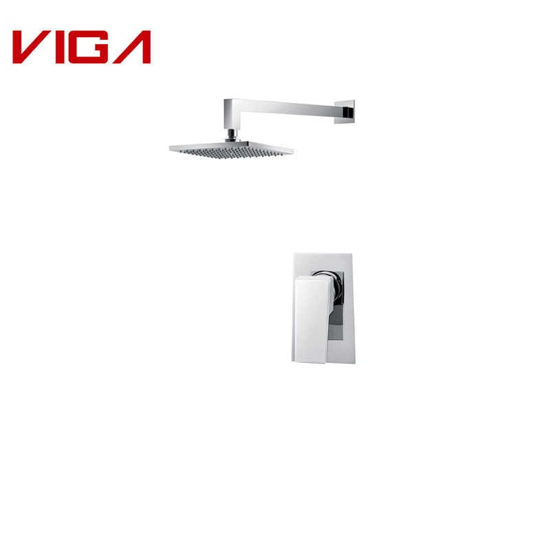 Concealed Shower Mixer, Mitigeur de douche mural, Bathroom Square Shower Head, Chrome