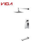 VIGA Modern Design Brass Spout Chrome Plated Bathroom Concealed Shower Mixer