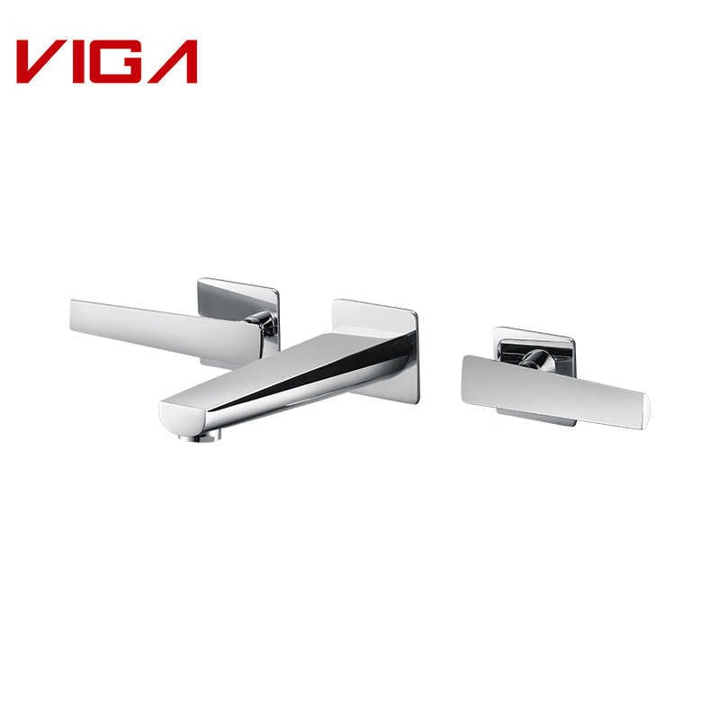 VIGA Concealed 3-hole Basin Mixer, బాత్రూమ్ సింక్ పీపాలో నుంచి నీళ్లు బయిటికి రావడమునకు వేసివుండే చిన్న గొట్టము, Basin Tap, Brass, Chrome Plated