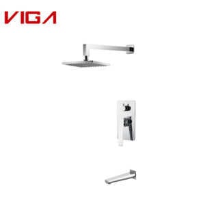 VIGA Concealed Shower Mixer, Wall-mounted Shower Mixer, Brass, Chrome