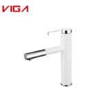Freely Rotating Shower Head Basin Sink Mixer Faucet In White
