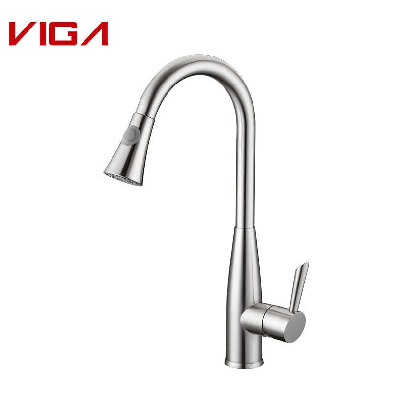 VIGA Robinet, Mélangeur de cuisine à poignée unique, Kitchen Sink Faucet, Robinet d'évier de cuisine, Nickel brossé