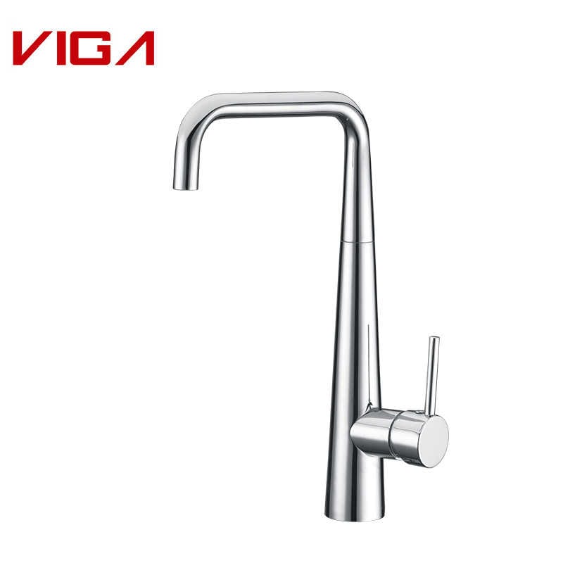 ВИГА Смеситель, Кухонный смеситель, Кухонный водопроводный кран, Kitchen Sink Faucet, Латунь, Хромированный