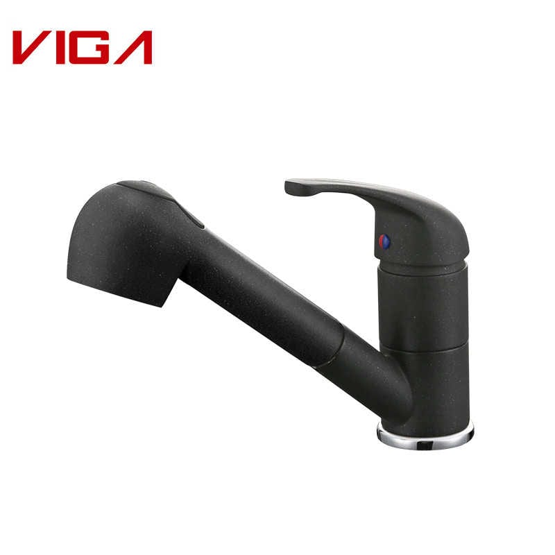 Single Lever Basin Mixer, Bathroom Sink Faucet, Basin Tap, Brass, Black Quartz